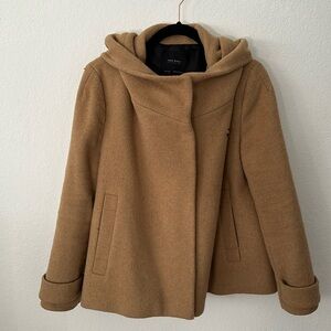 Zara wool blend peacoat with hood
